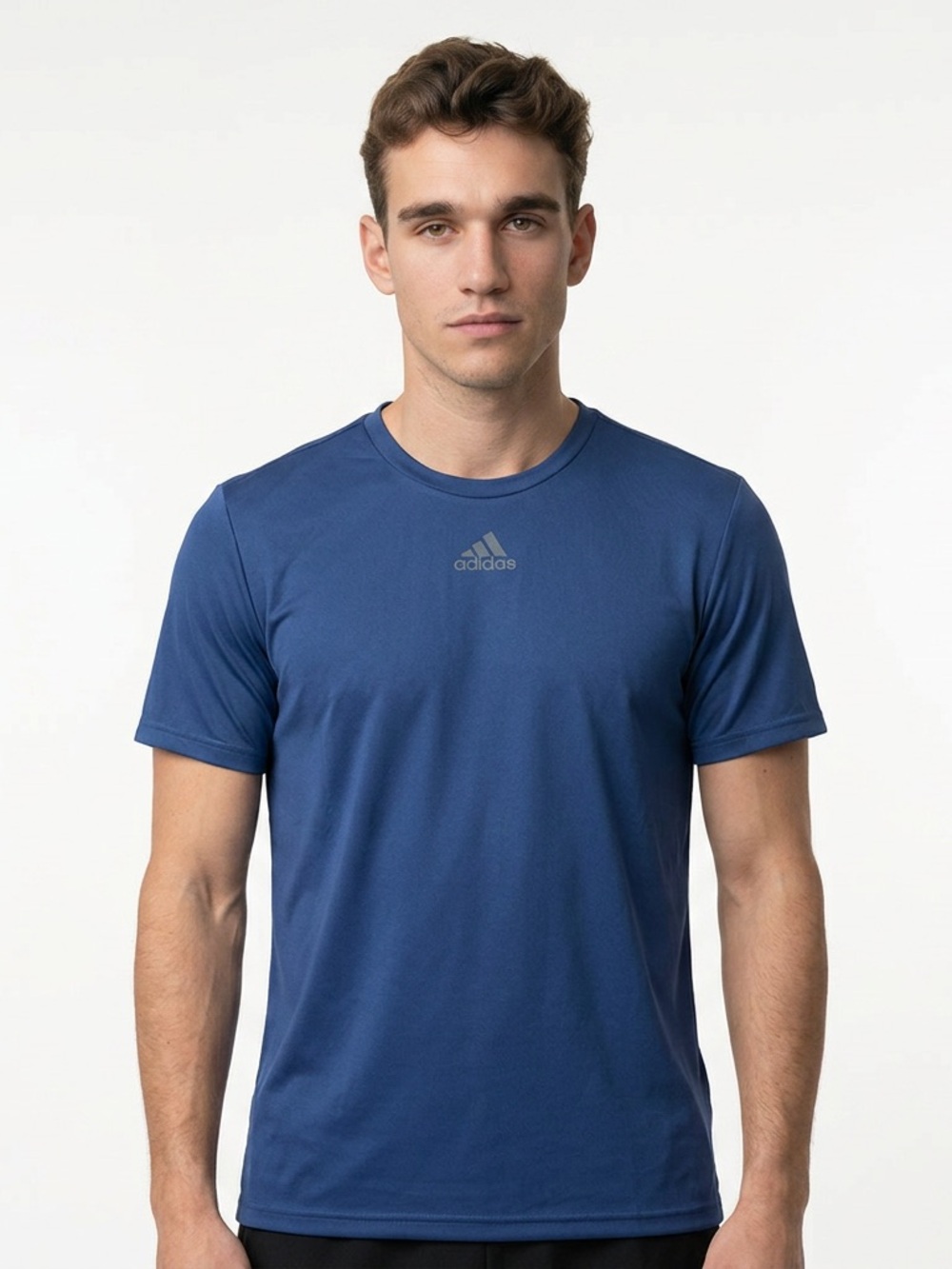 Men's Adidas Pregame Crew Neck Athletic Tee in Navy Blue